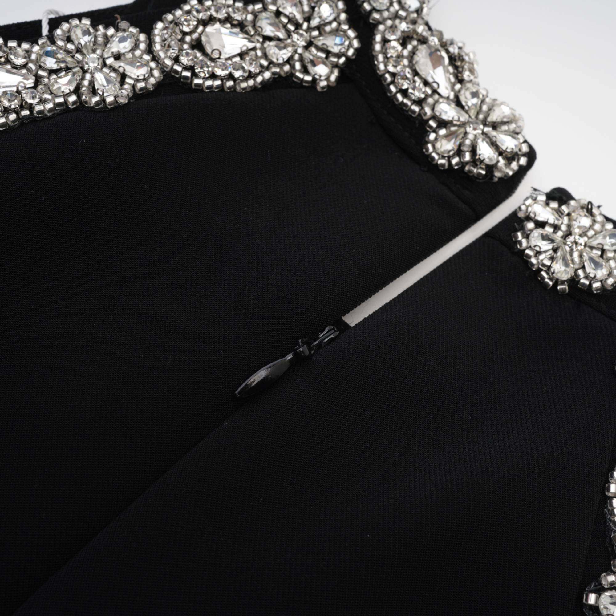 Babette Black Crystal Embellished Mini Dress