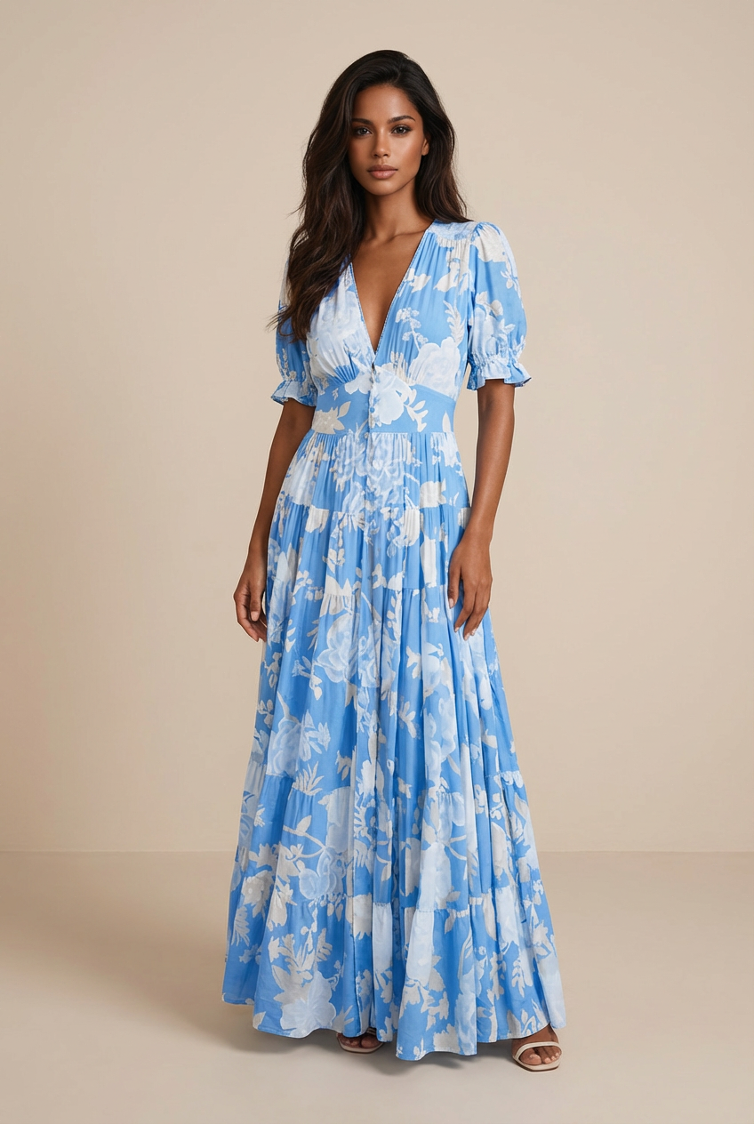 Minelda | Elegant Floral V-neck Dress