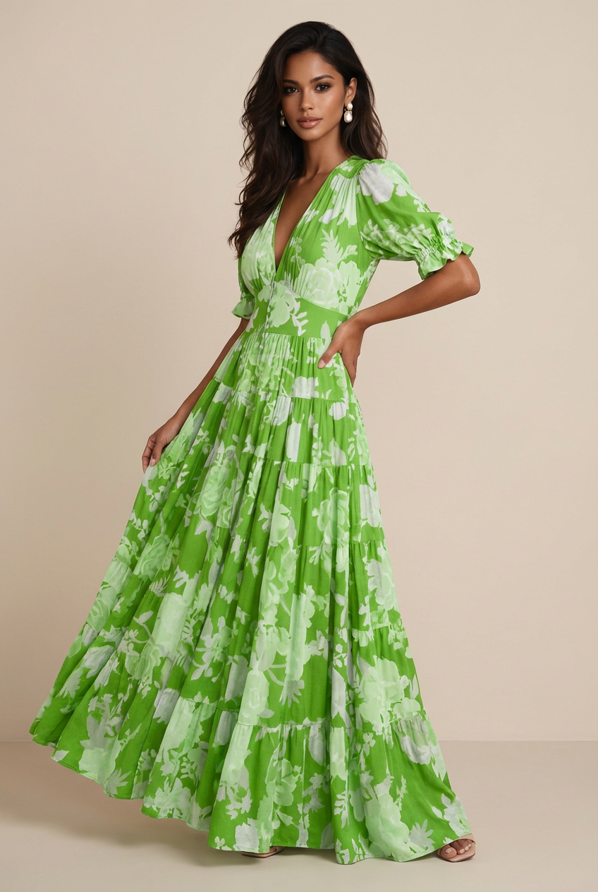 Minelda | Elegant Floral V-neck Dress