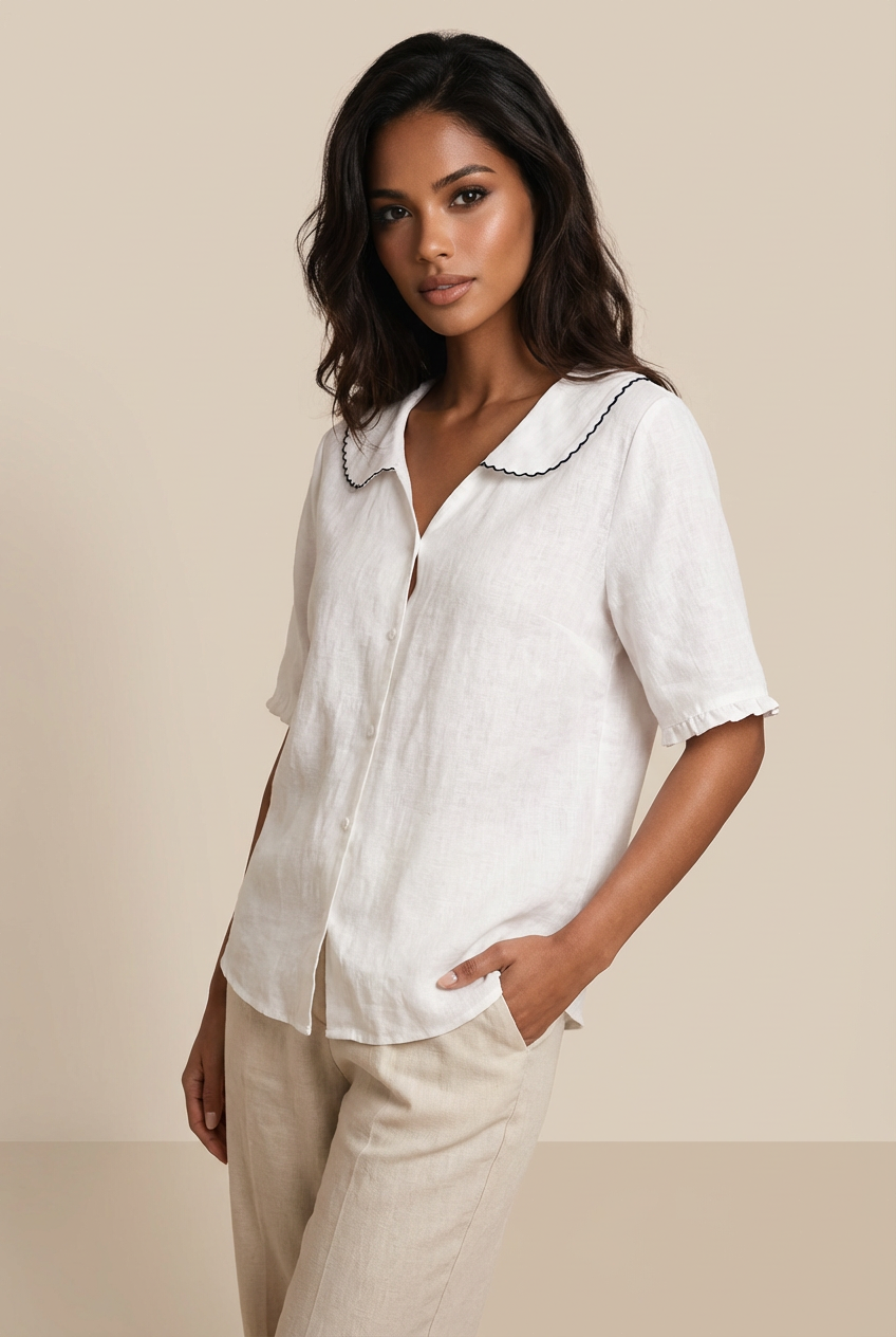 Clara Cotton-Linen Blouse
