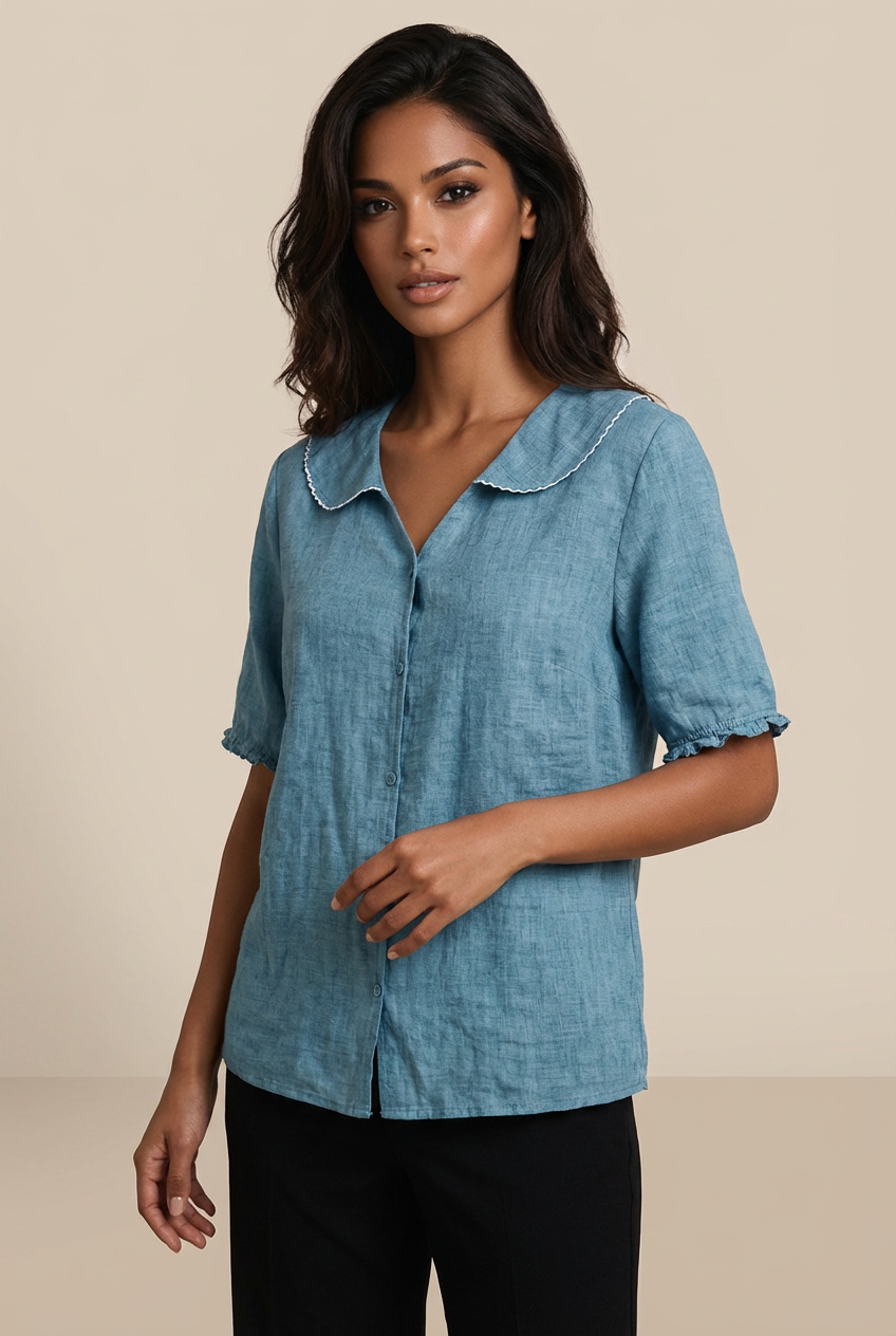 Clara Cotton-Linen Blouse