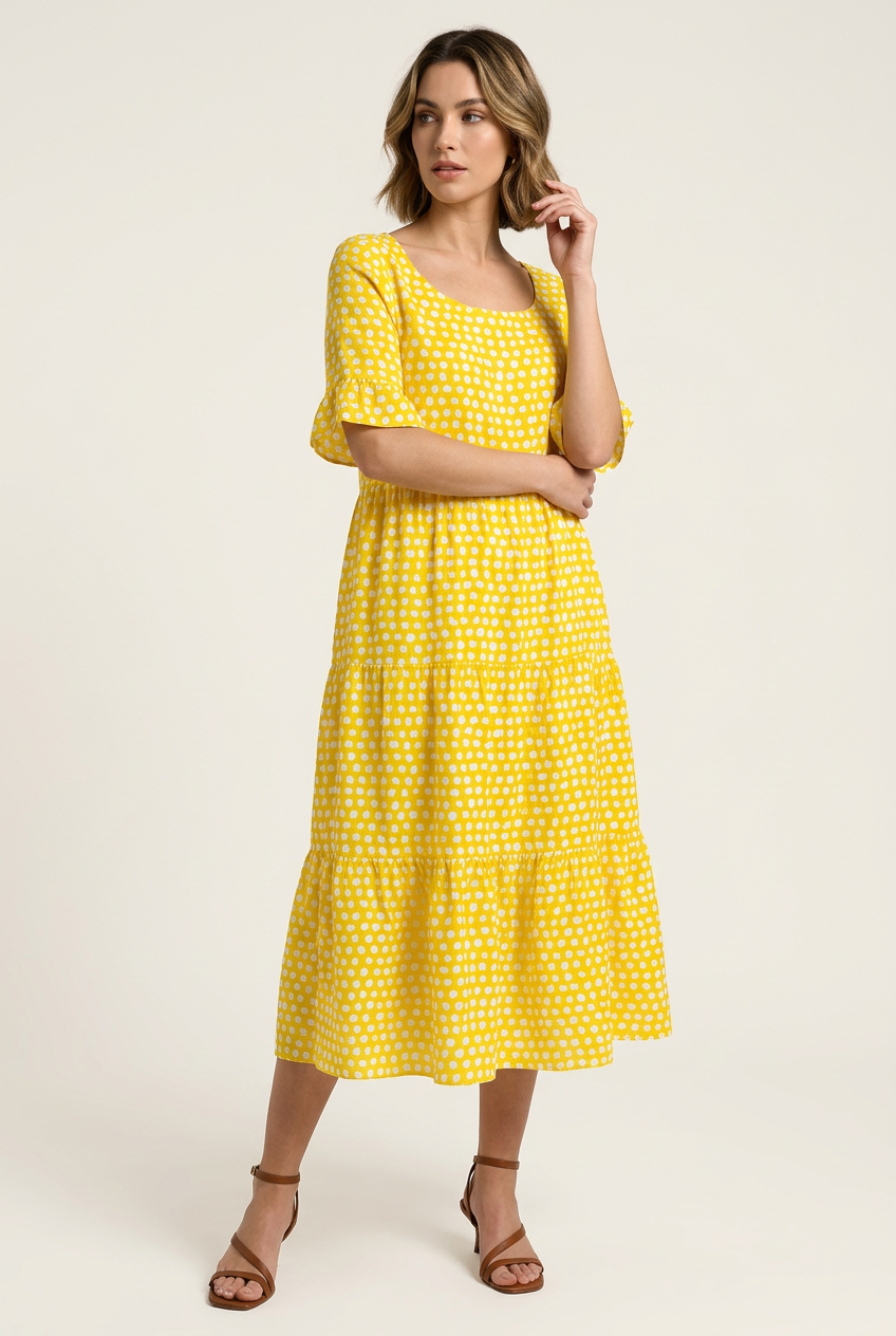 IRIS - SABLE SHORT-SLEEVE MIDI DRESS