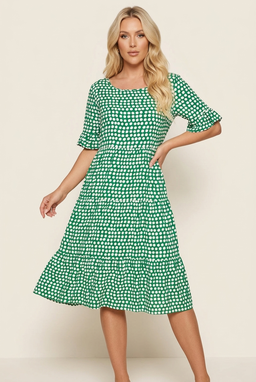 IRIS - SABLE SHORT-SLEEVE MIDI DRESS