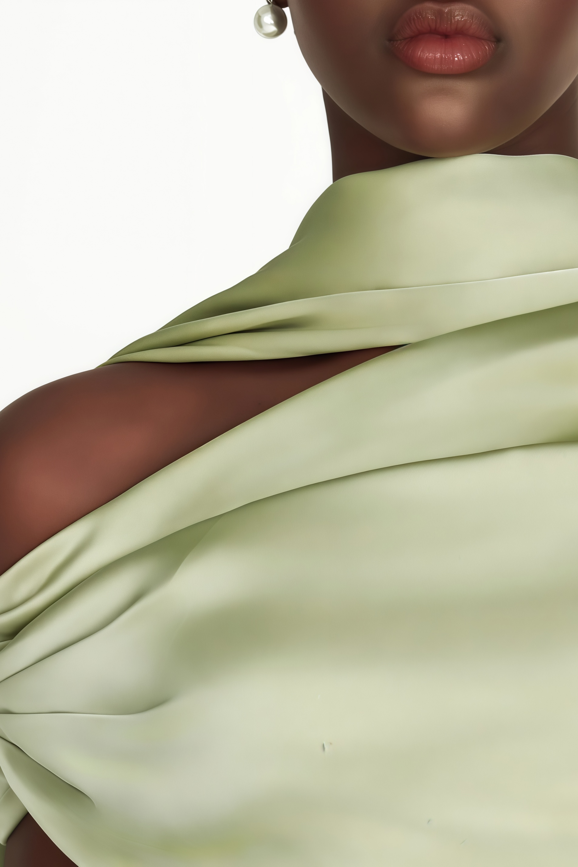 Benedetta Green One Shoulder Satin Maxi Dress