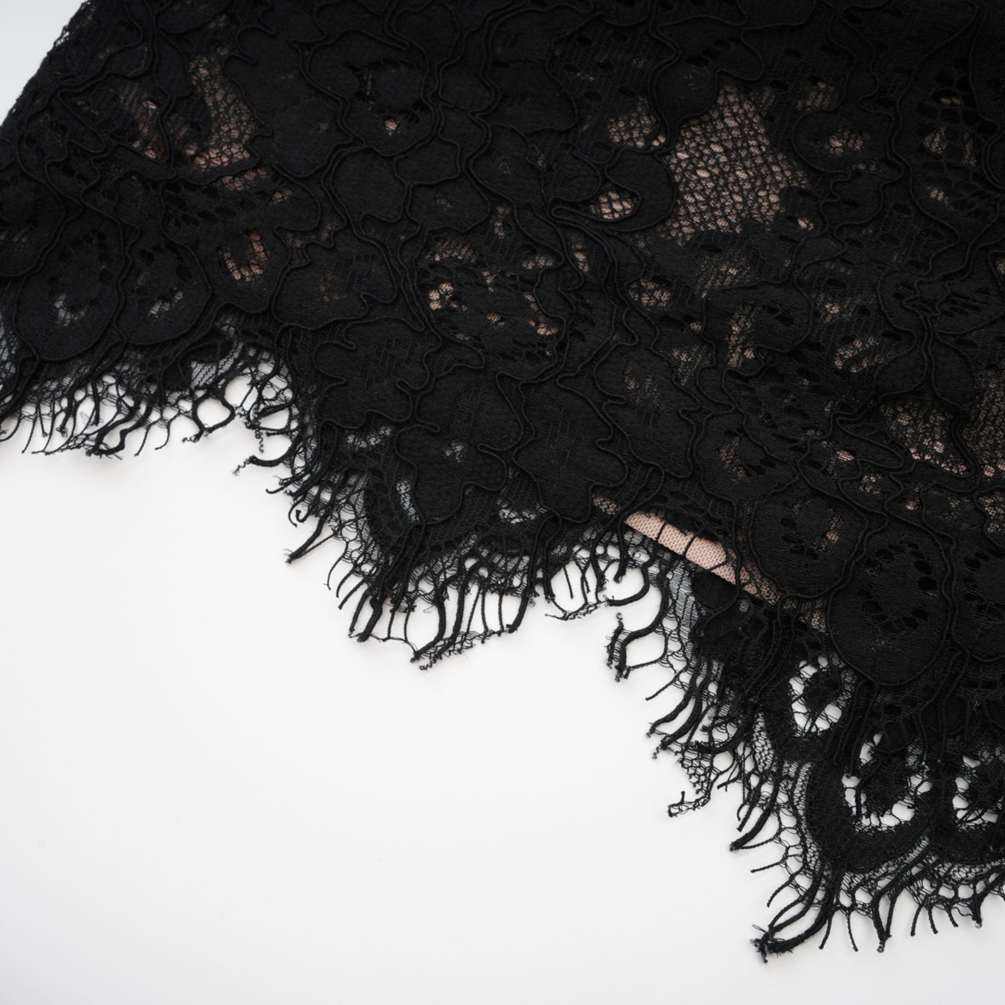 Kylitha black lace ribbon mini dress
