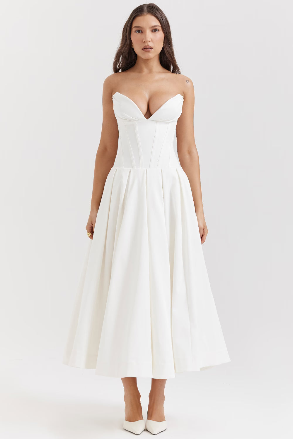 Katherine Off-Shoulder Corset Midi Dress