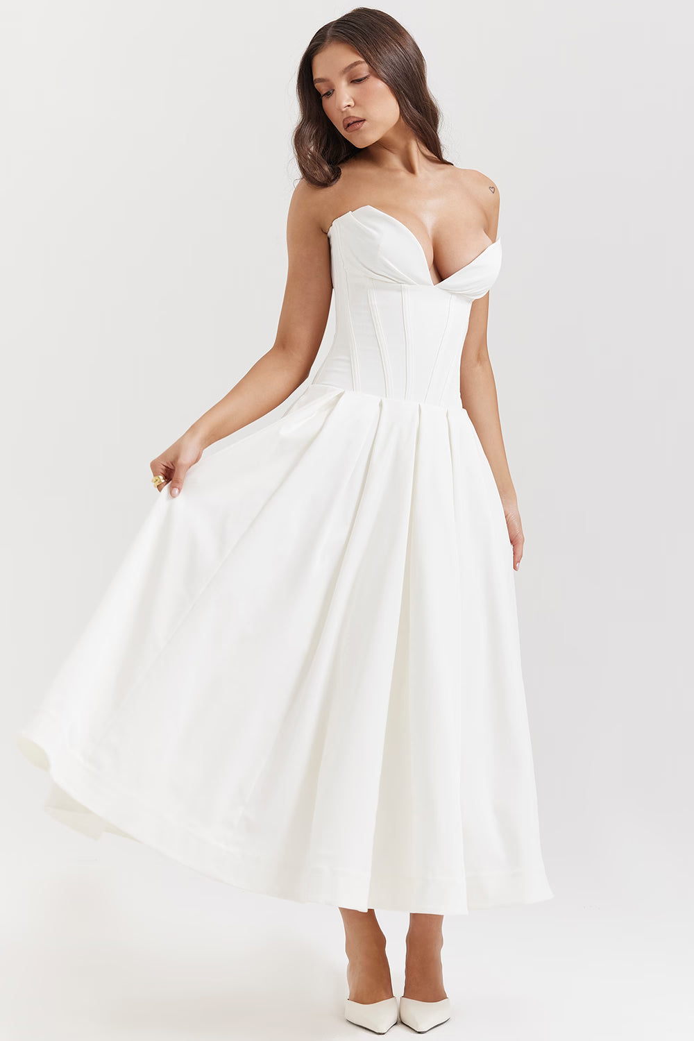 Katherine Off-Shoulder Corset Midi Dress