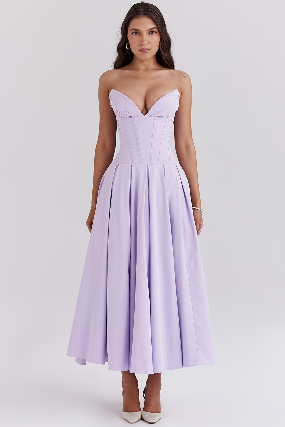 Katherine Off-Shoulder Corset Midi Dress