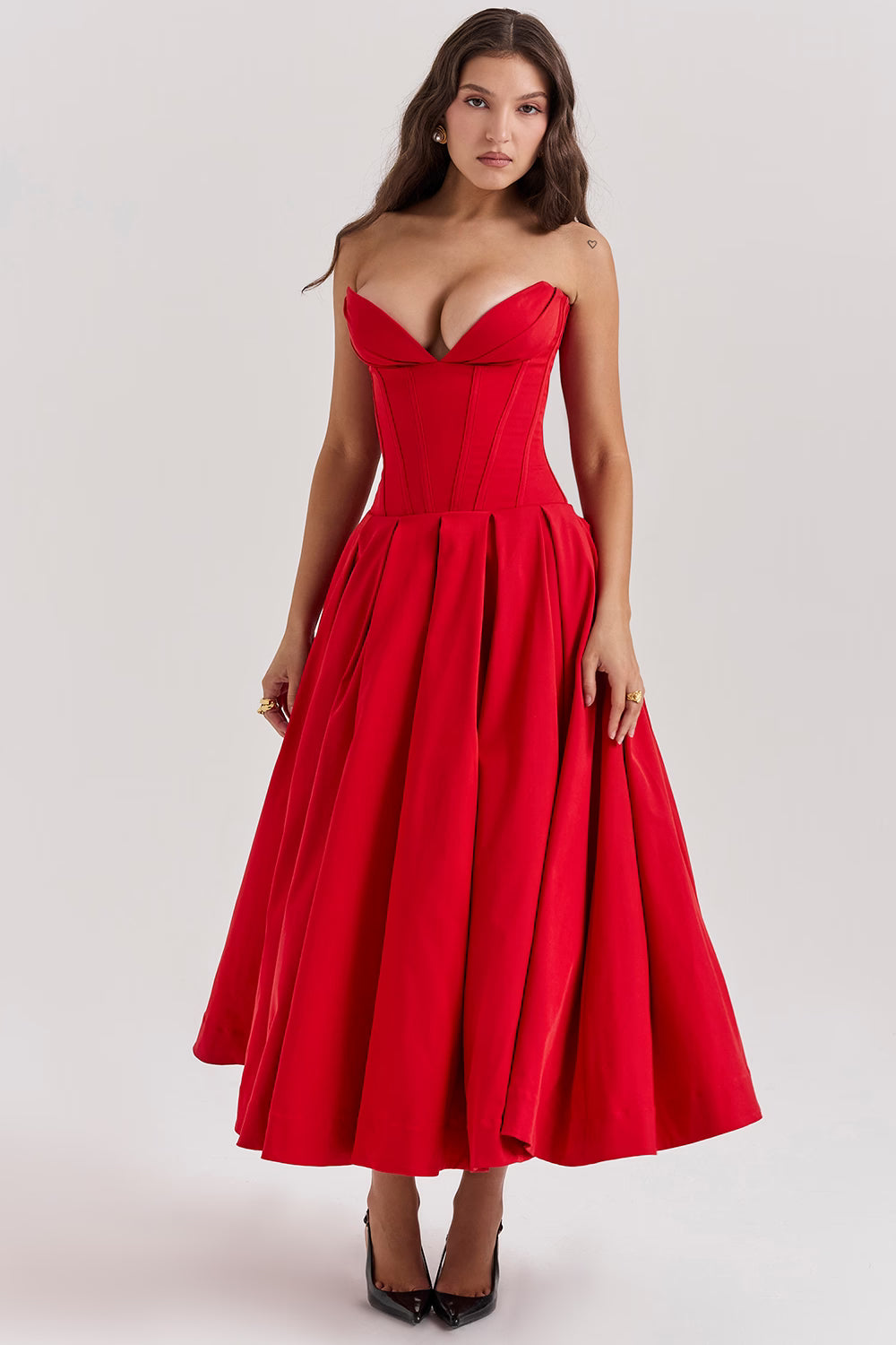 Katherine Off-Shoulder Corset Midi Dress