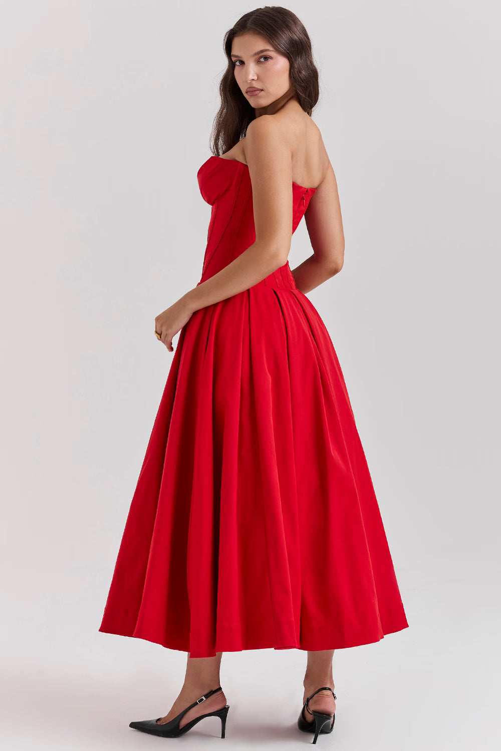 Katherine Off-Shoulder Corset Midi Dress