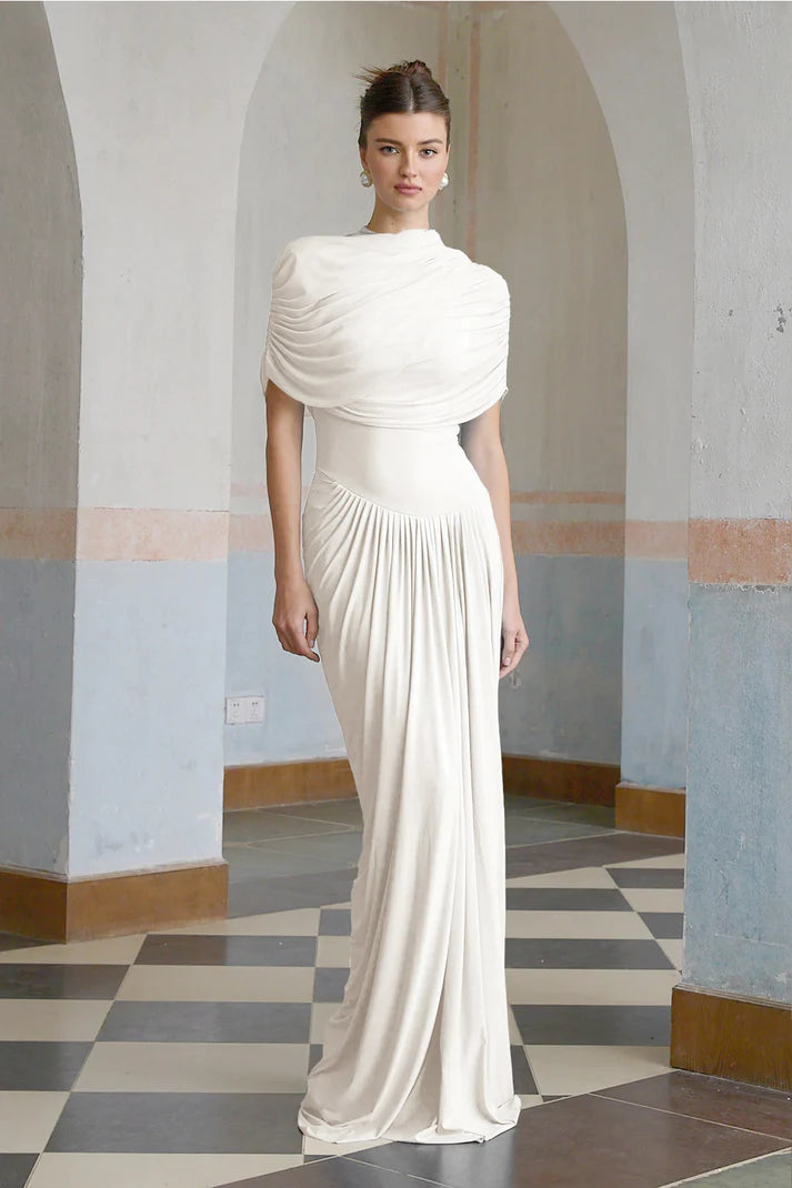 Catherine asymmetrical pleated maxi dress
