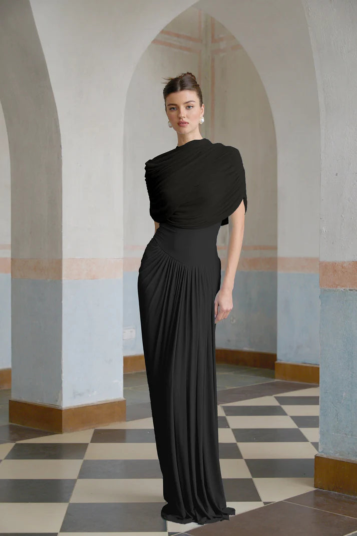Catherine asymmetrical pleated maxi dress