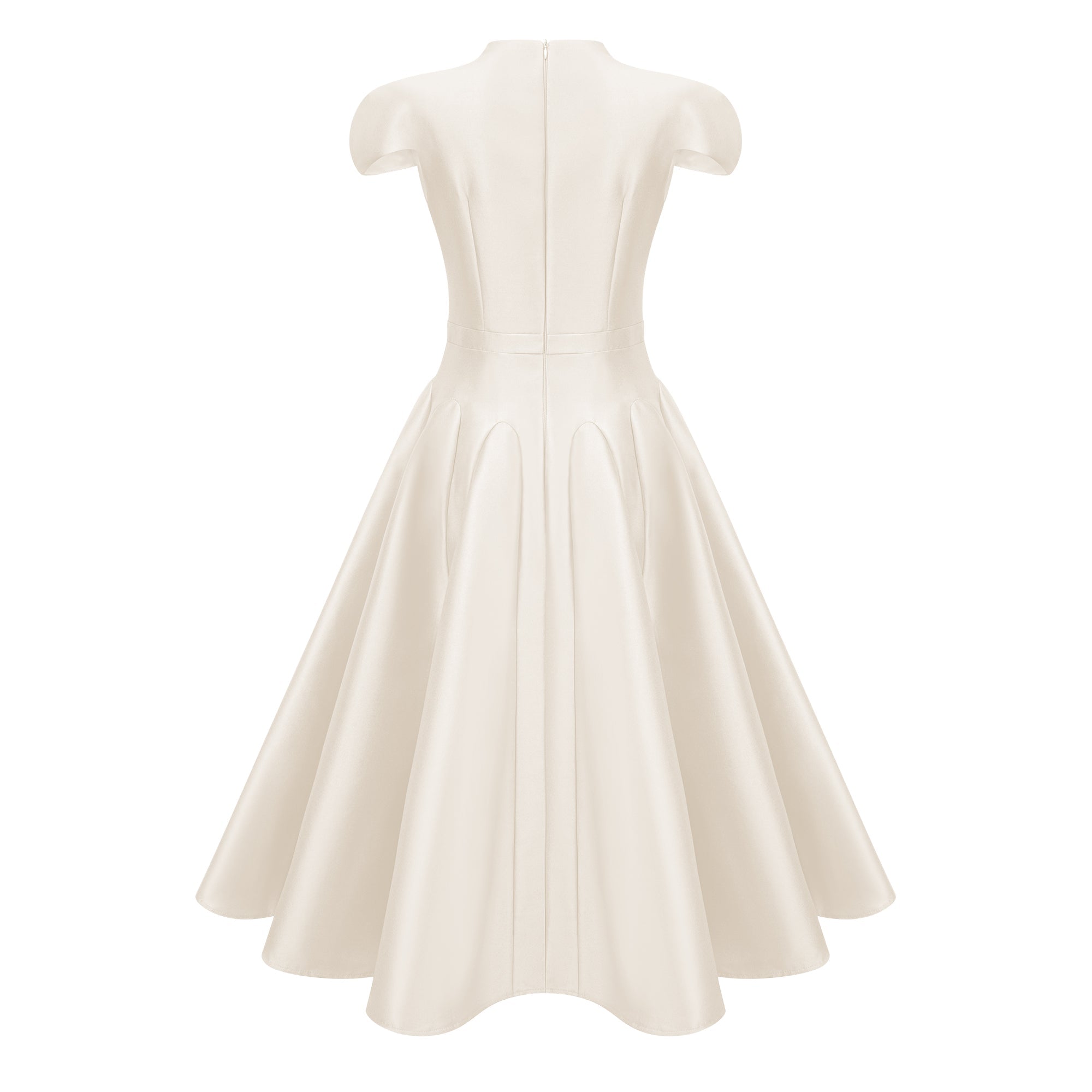 Aventin White Godet Design Midi Dress