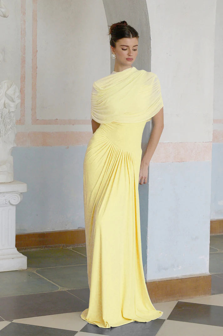 Catherine asymmetrical pleated maxi dress