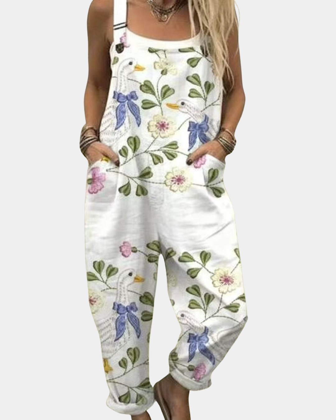 Sylvia | Comfortable Printed Dungarees