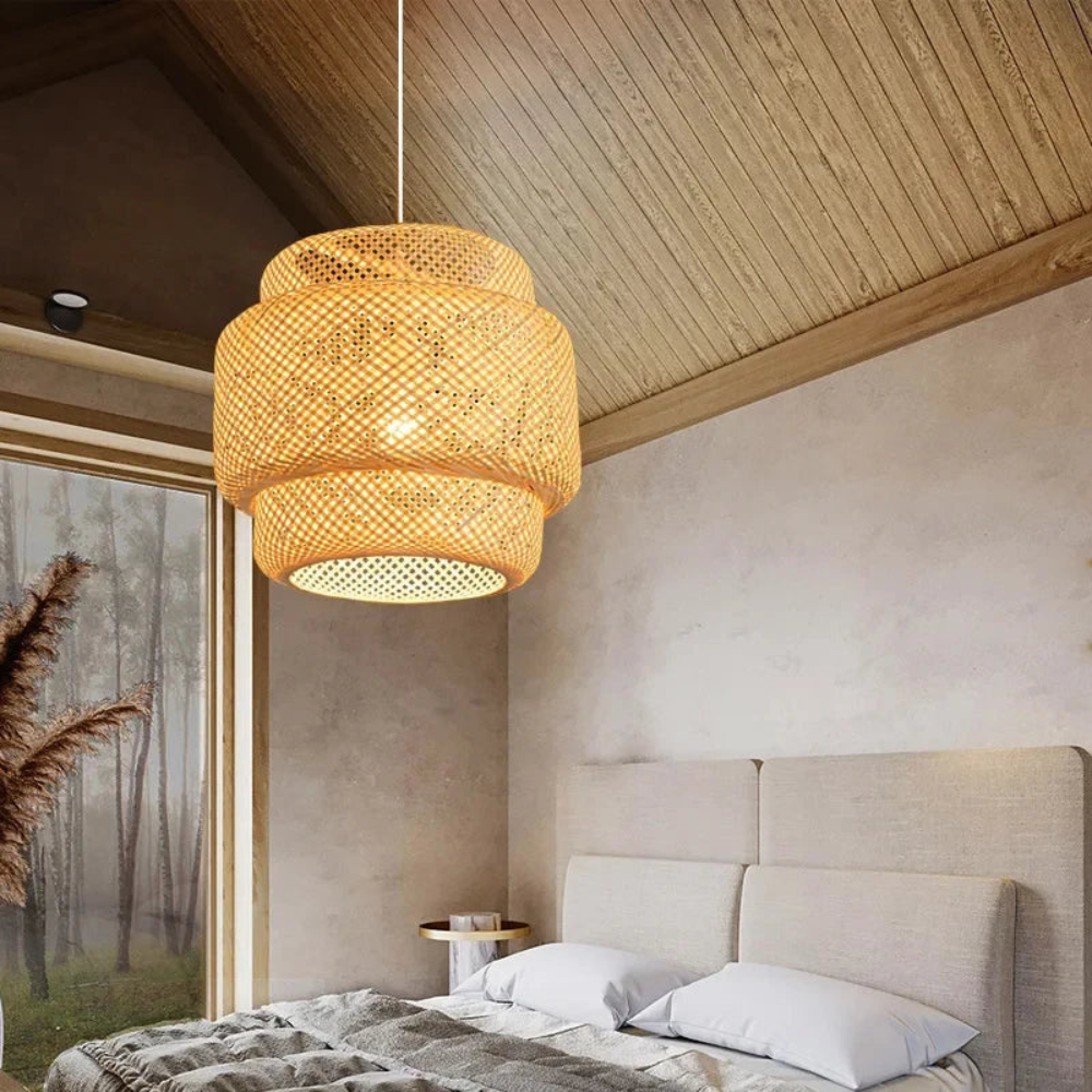 Woven Pendant Light | Handwoven Ceiling Fixture for Home Decor