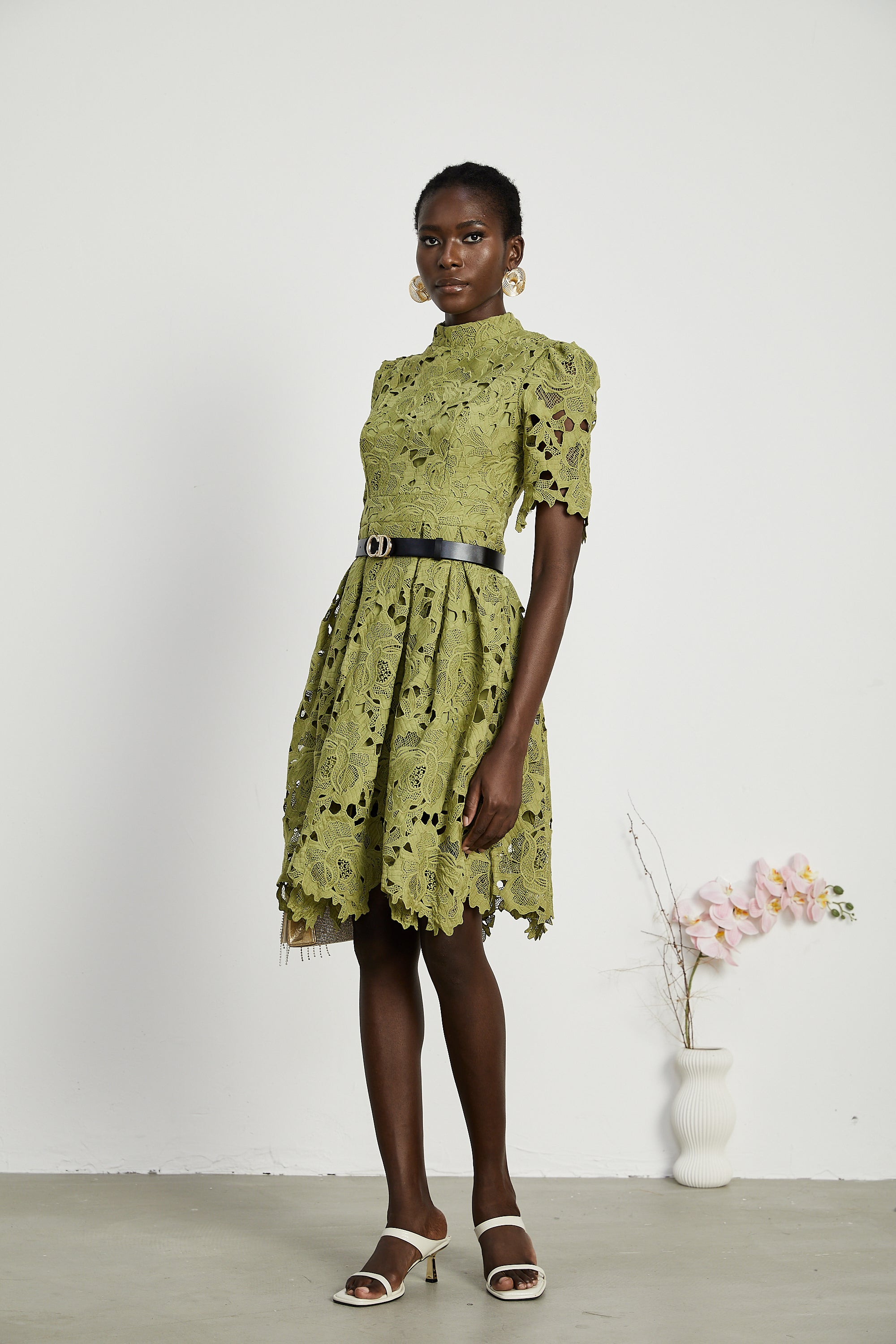 Valérie cut-out embroidered mini dress