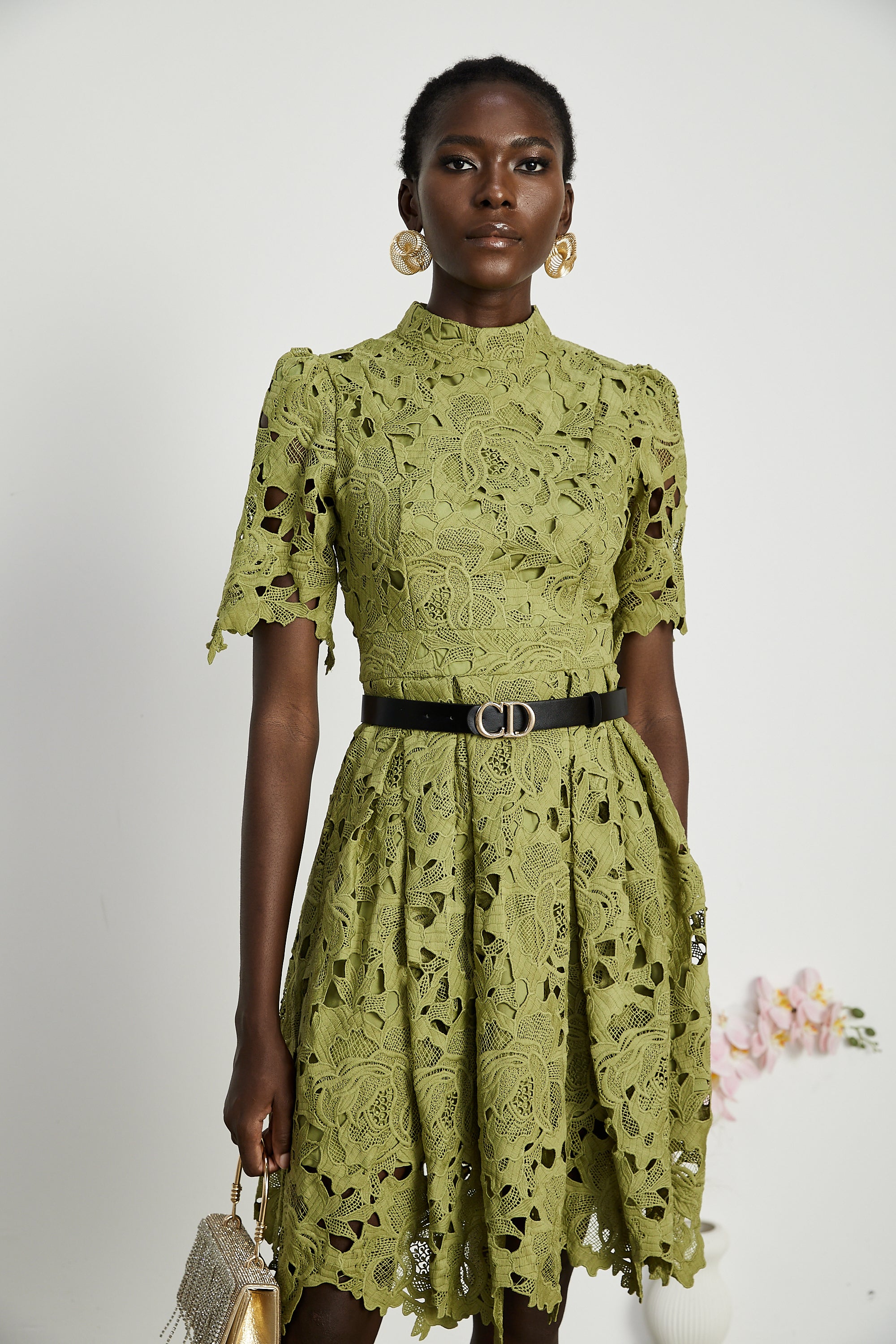 Valérie cut-out embroidered mini dress
