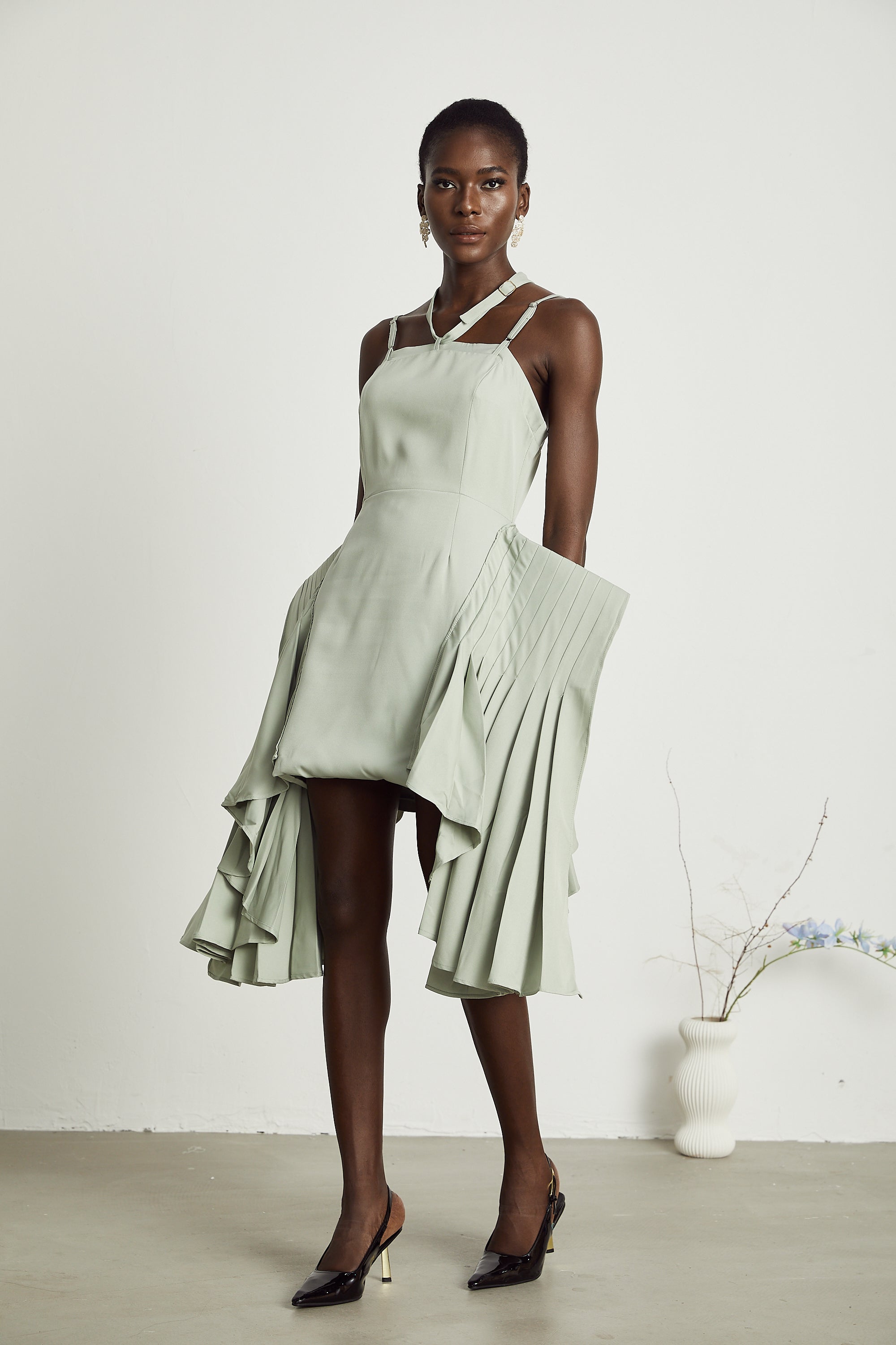Michel layered-hemline mini dress