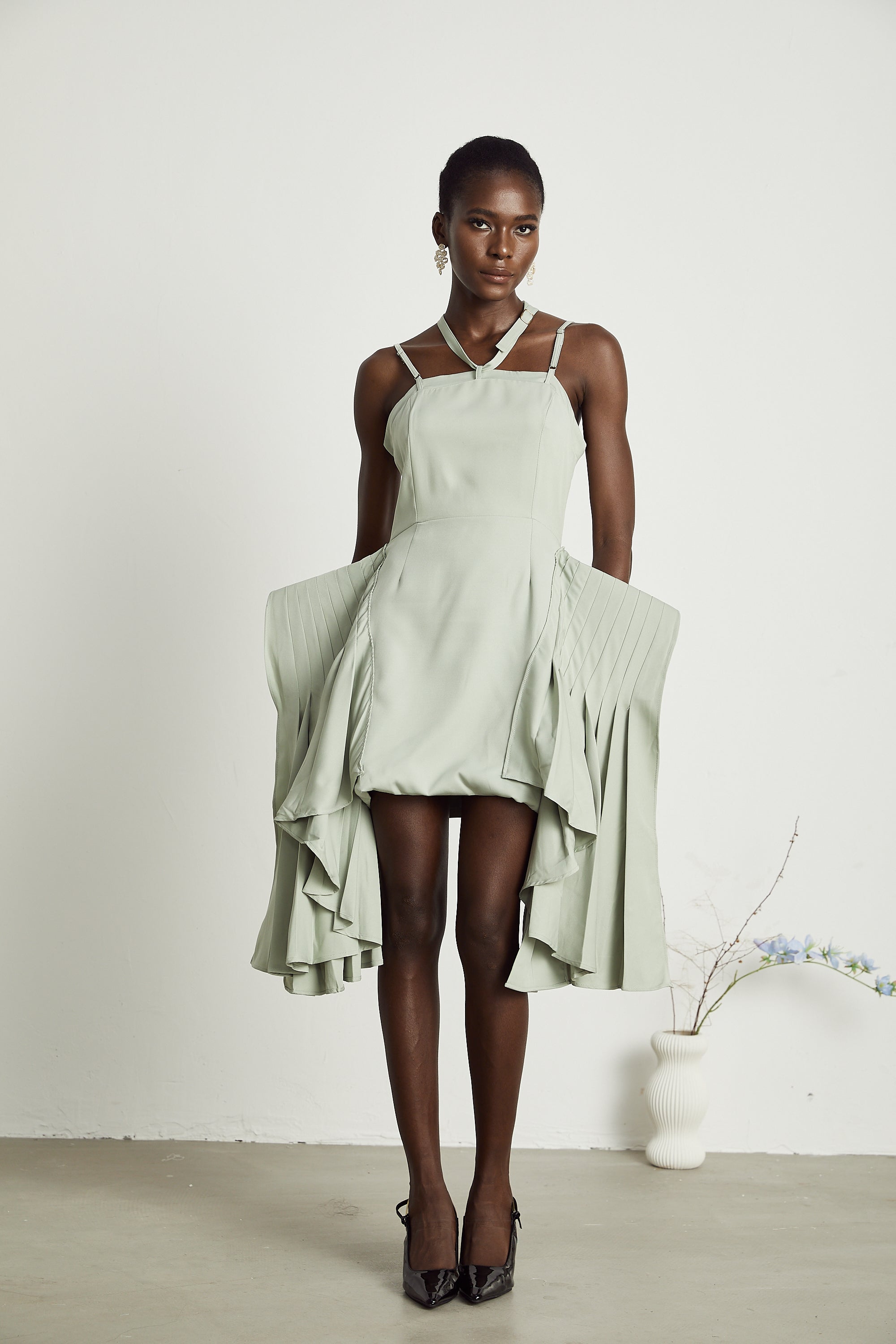 Michel layered-hemline mini dress
