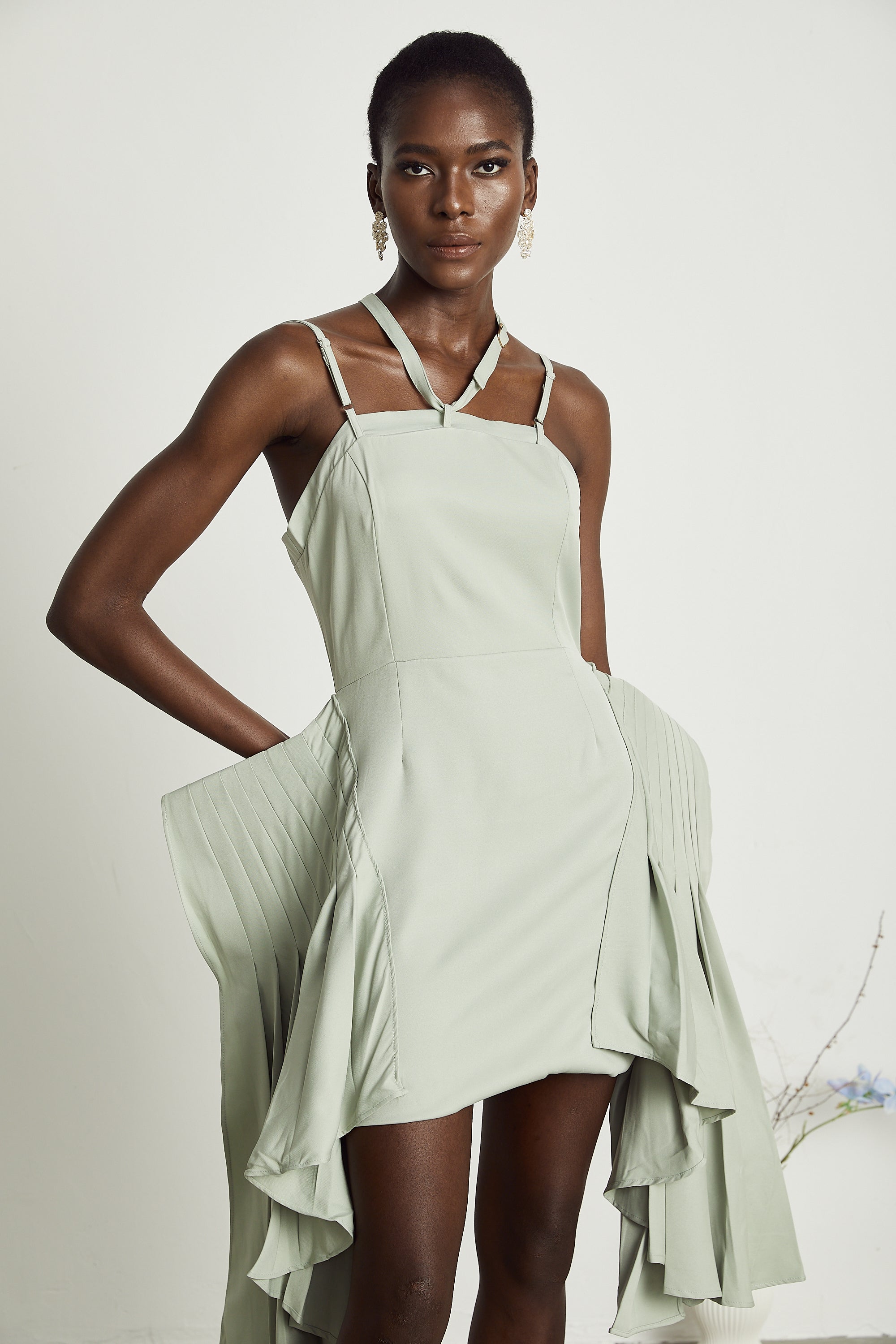Michel layered-hemline mini dress