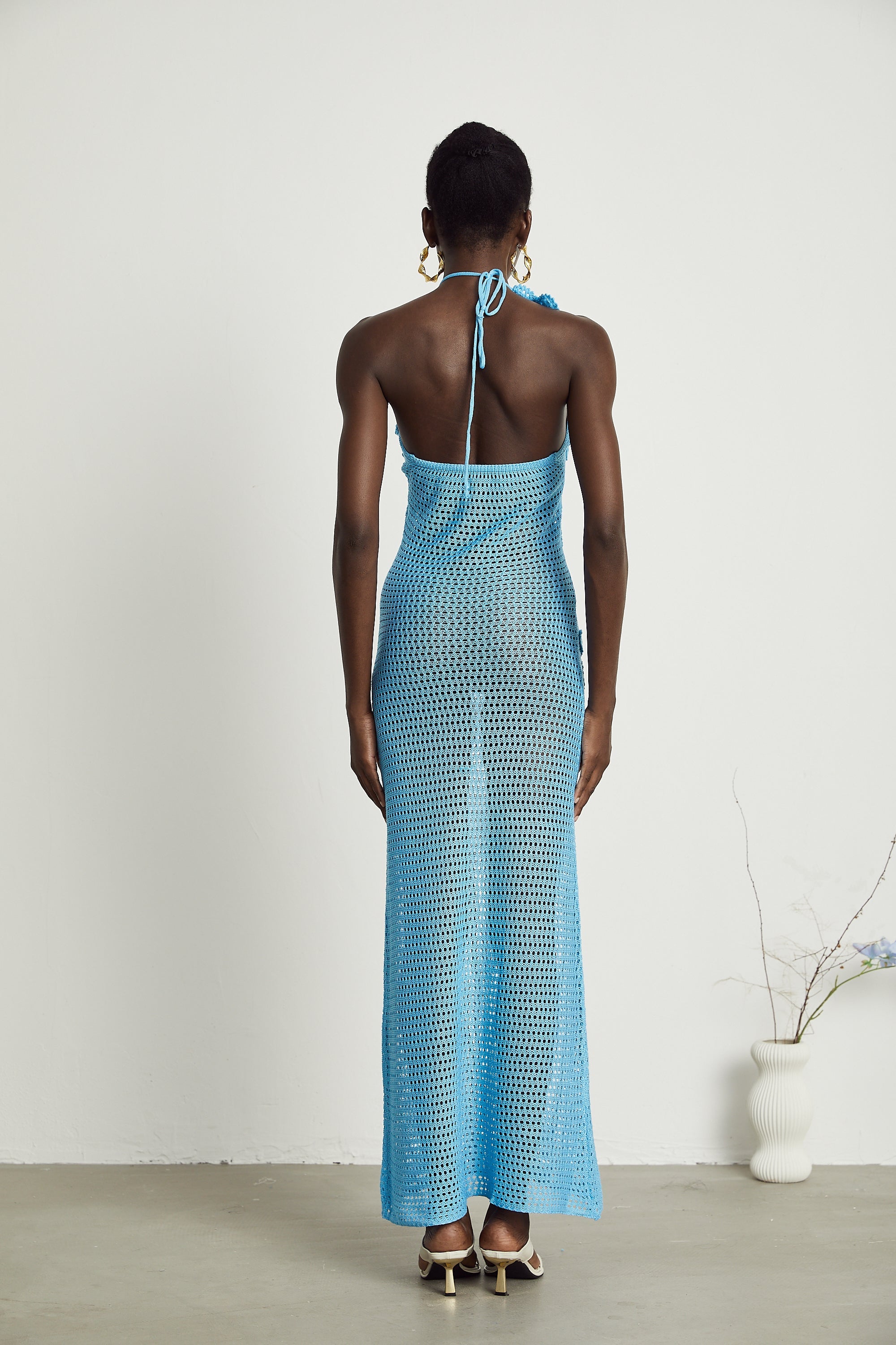 Diane crochet faux-flower embellished maxi dress