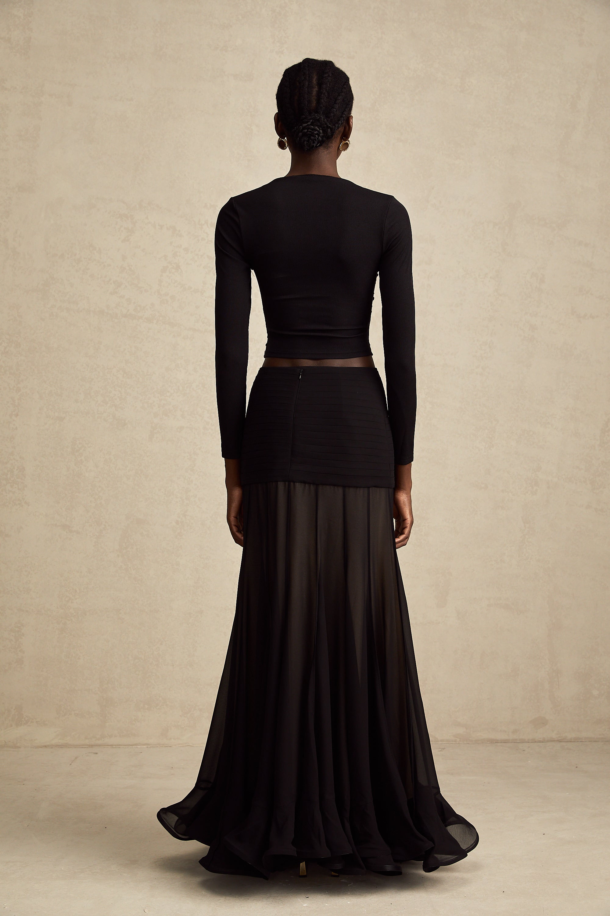 Anaïs Black Open-Front Gathered Top