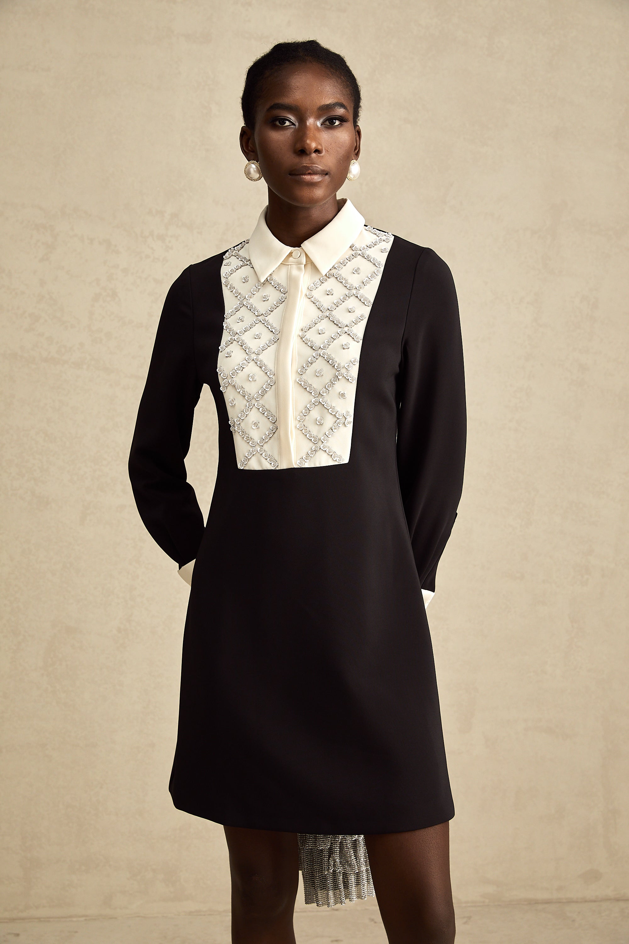 Esmée Two Tone Embellished Mini Dress