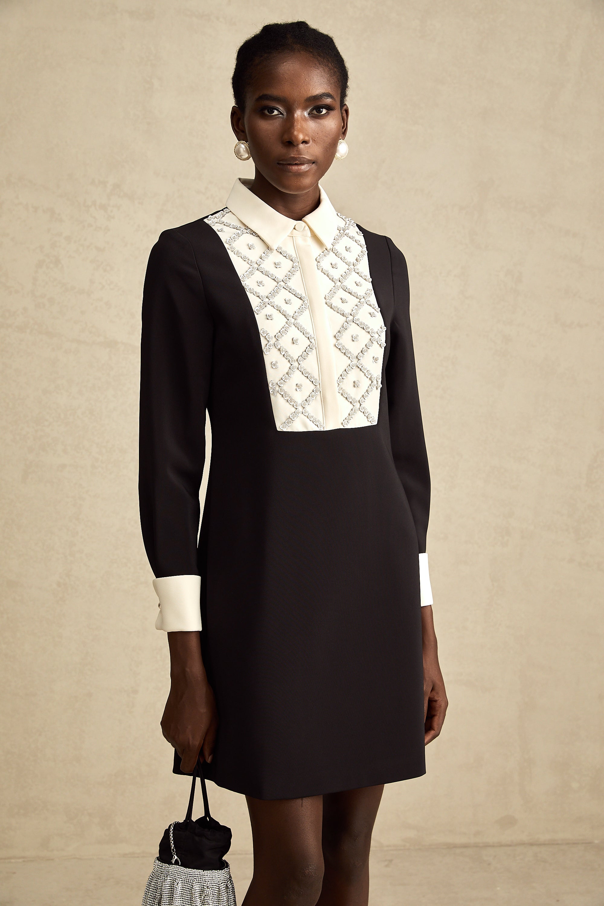 Esmée Two Tone Embellished Mini Dress