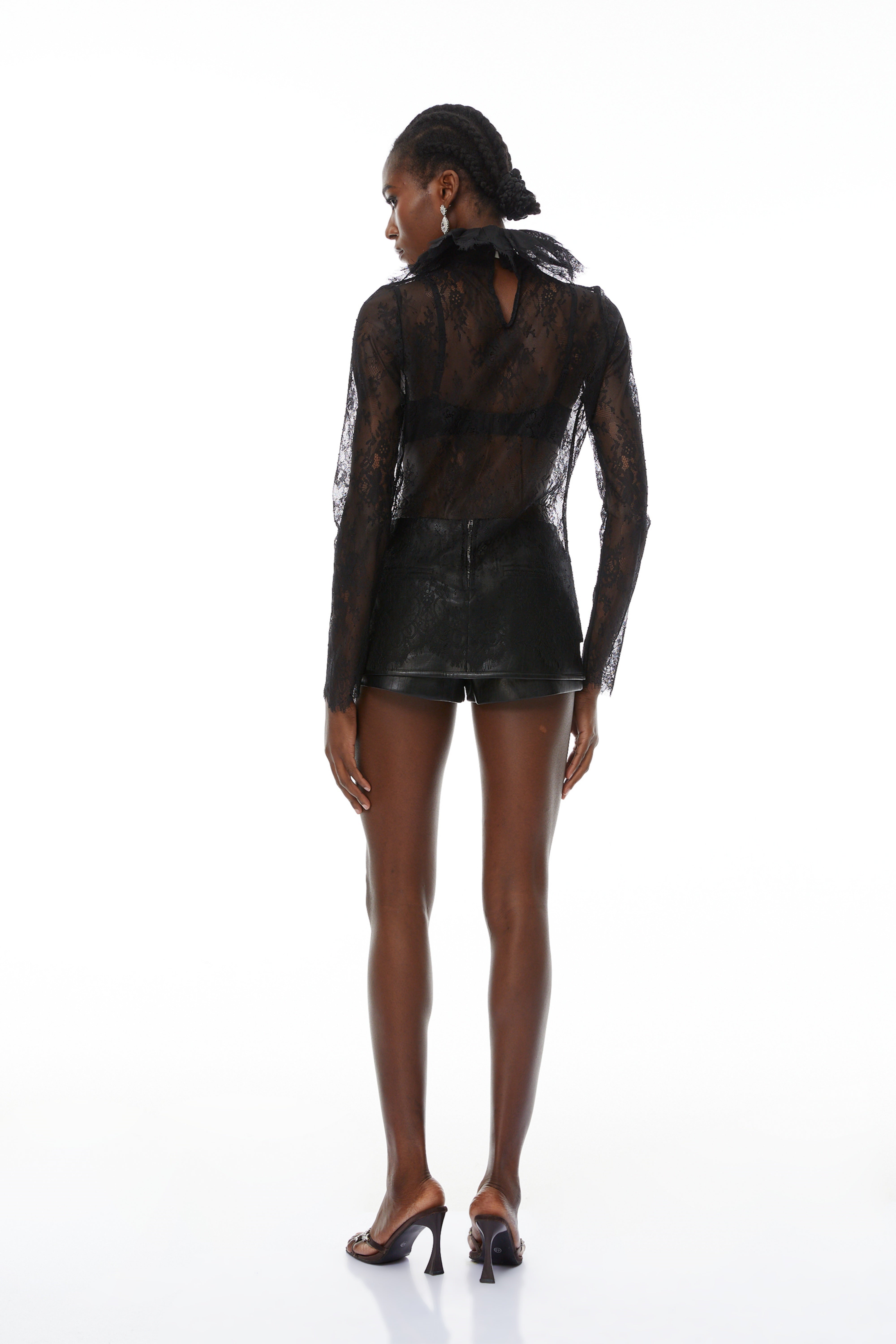 Gordana Black Sheer Lace Blouse