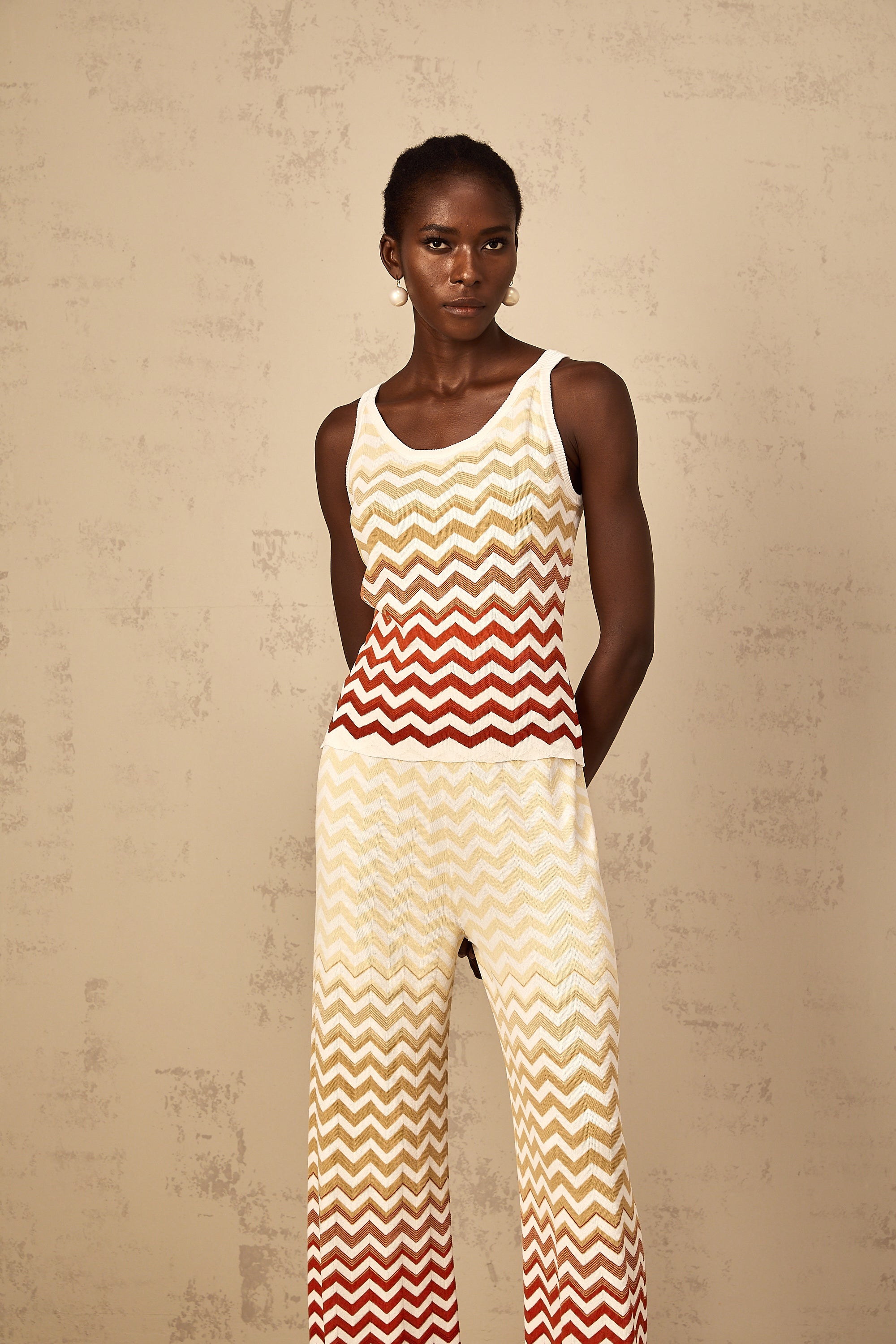 Isabelle Yellow Zigzag Knit Matching Set