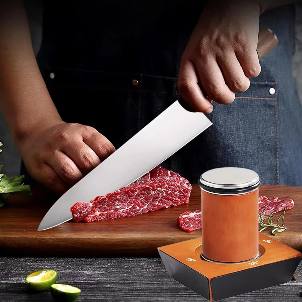 Manual Knife Sharpener | Diamond Coated Rolling Wheel for Precise Edge Control