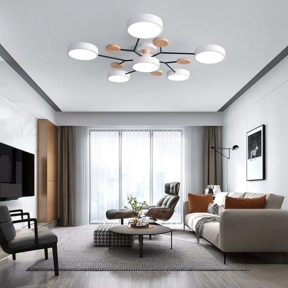 Modern Halo LED Ceiling Light | Semi Flush Mount for Living Room or Bedroom