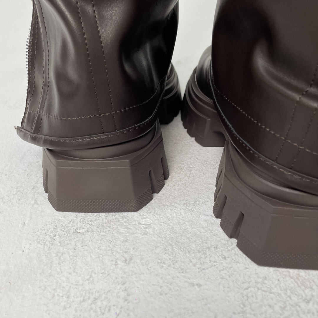 Knee-high Platform Fold Over Chunky Boots