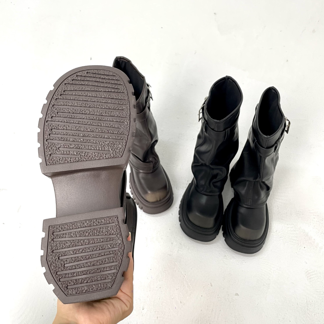 Knee-high Platform Fold Over Chunky Boots