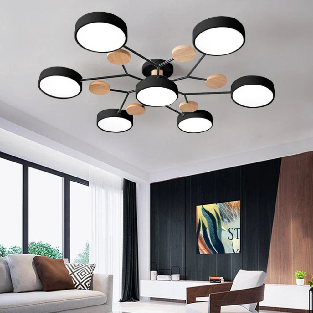 Modern Halo LED Ceiling Light | Semi Flush Mount for Living Room or Bedroom