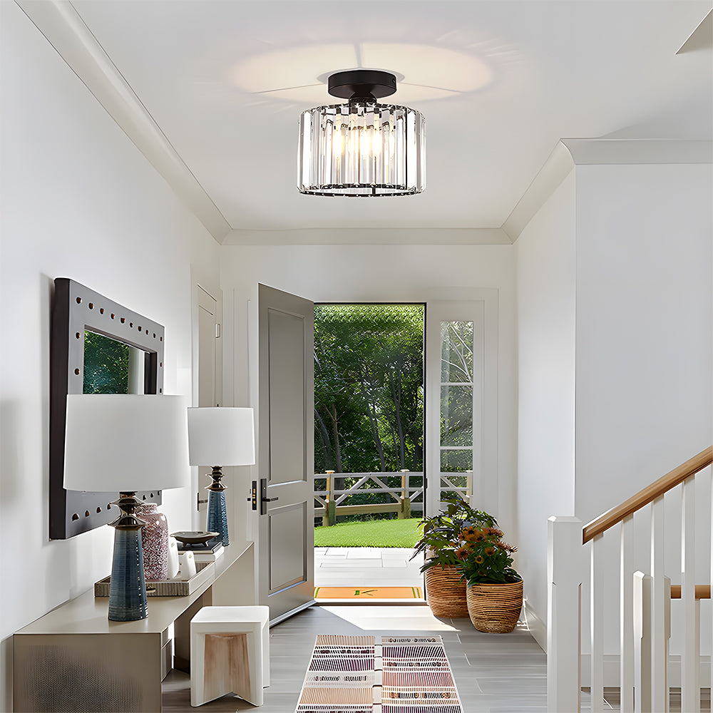 Ceiling Light | Crystal Flush Round Glass Design