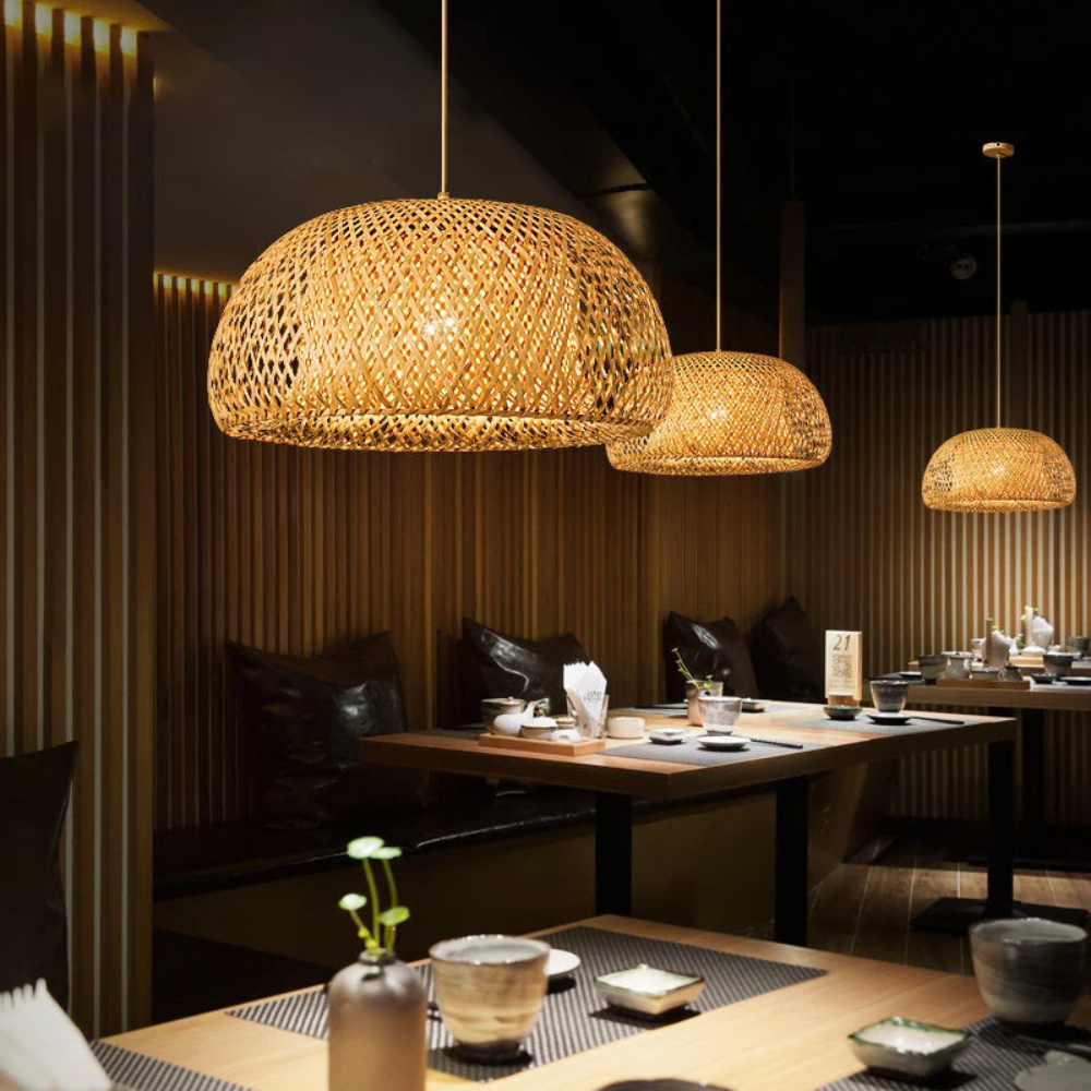 Woven Pendant Light | Handwoven Ceiling Fixture for Home Decor