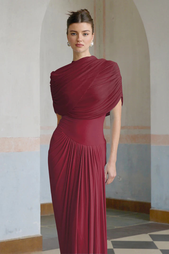 Catherine asymmetrical pleated maxi dress