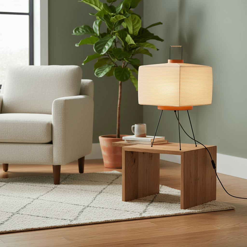 Table Lamp | Paper Shade Sculptural Table Light