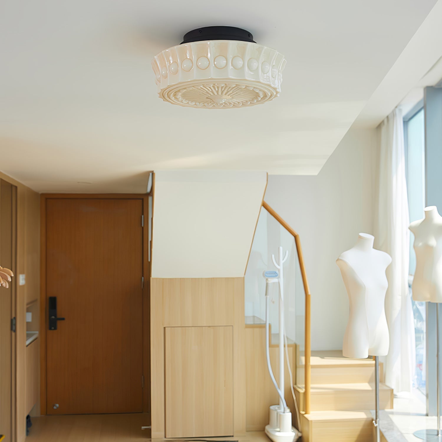 Ceiling Lights Vintage Style | Pressed Round Flush Mount