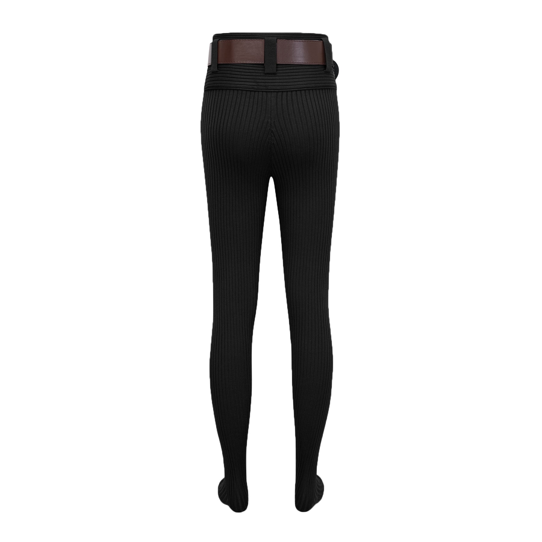 Claire Black Ribbed Knit Bodysuit & Trousers Set