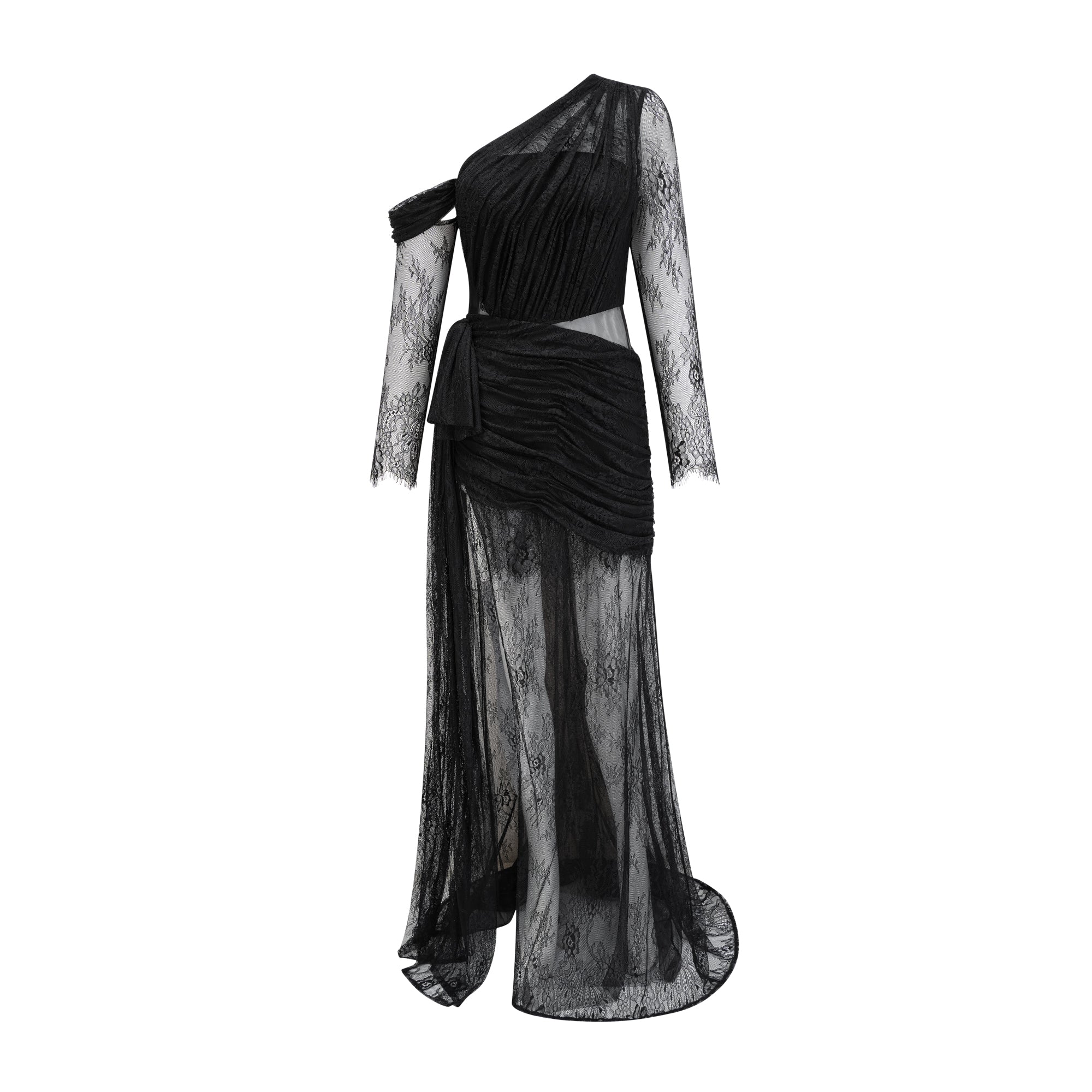 Jeanne black one-shoulder cut-out maxi dress