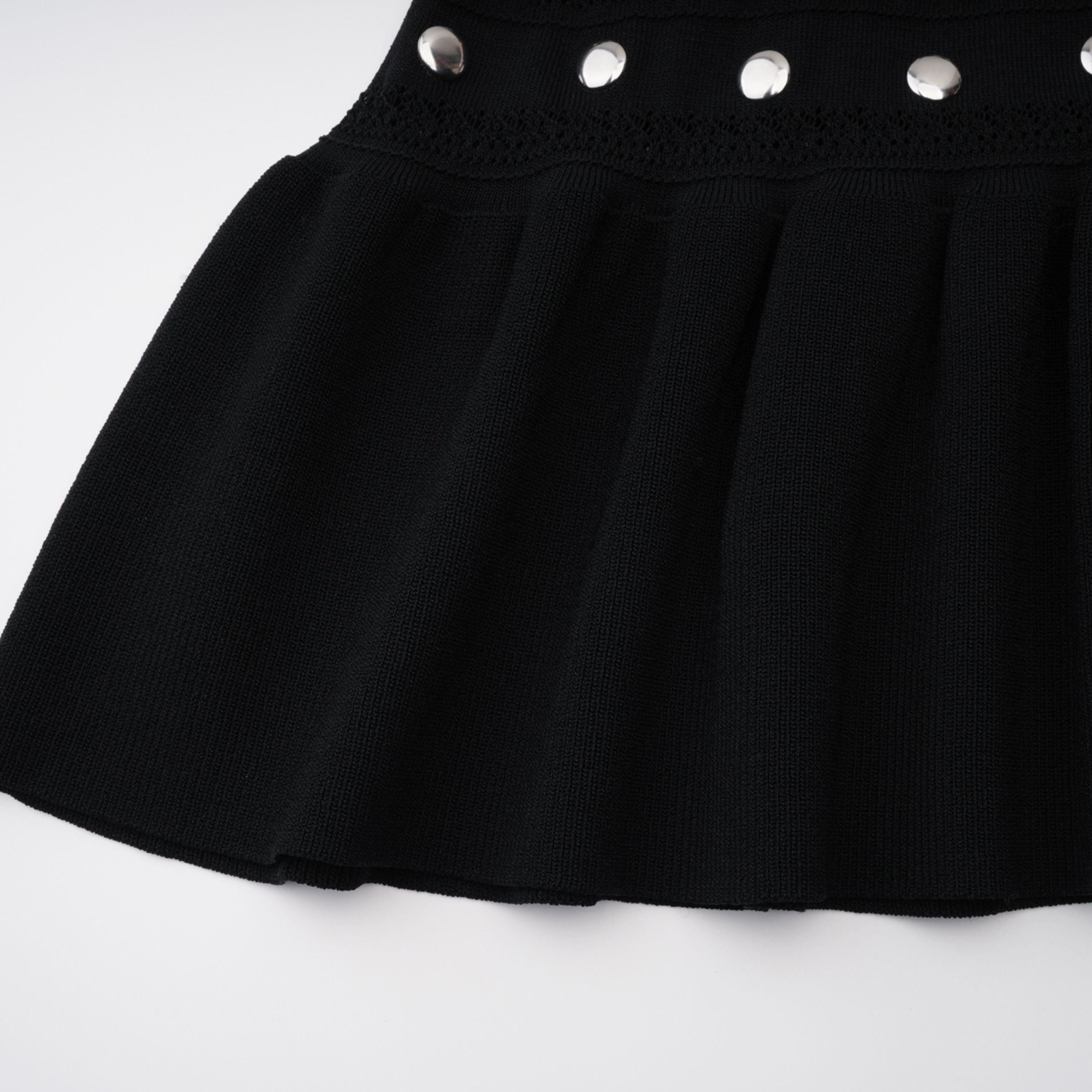 Chloé Black Long Sleeve Studded Crochet Knit Midi dress