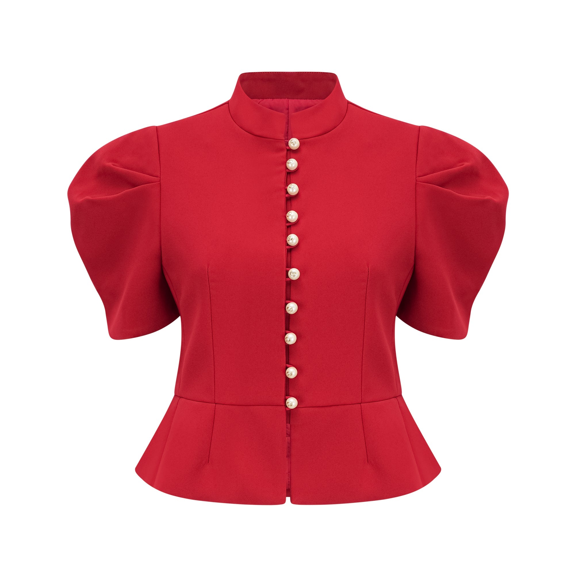 Colette red pleated blouse & skirt matching set