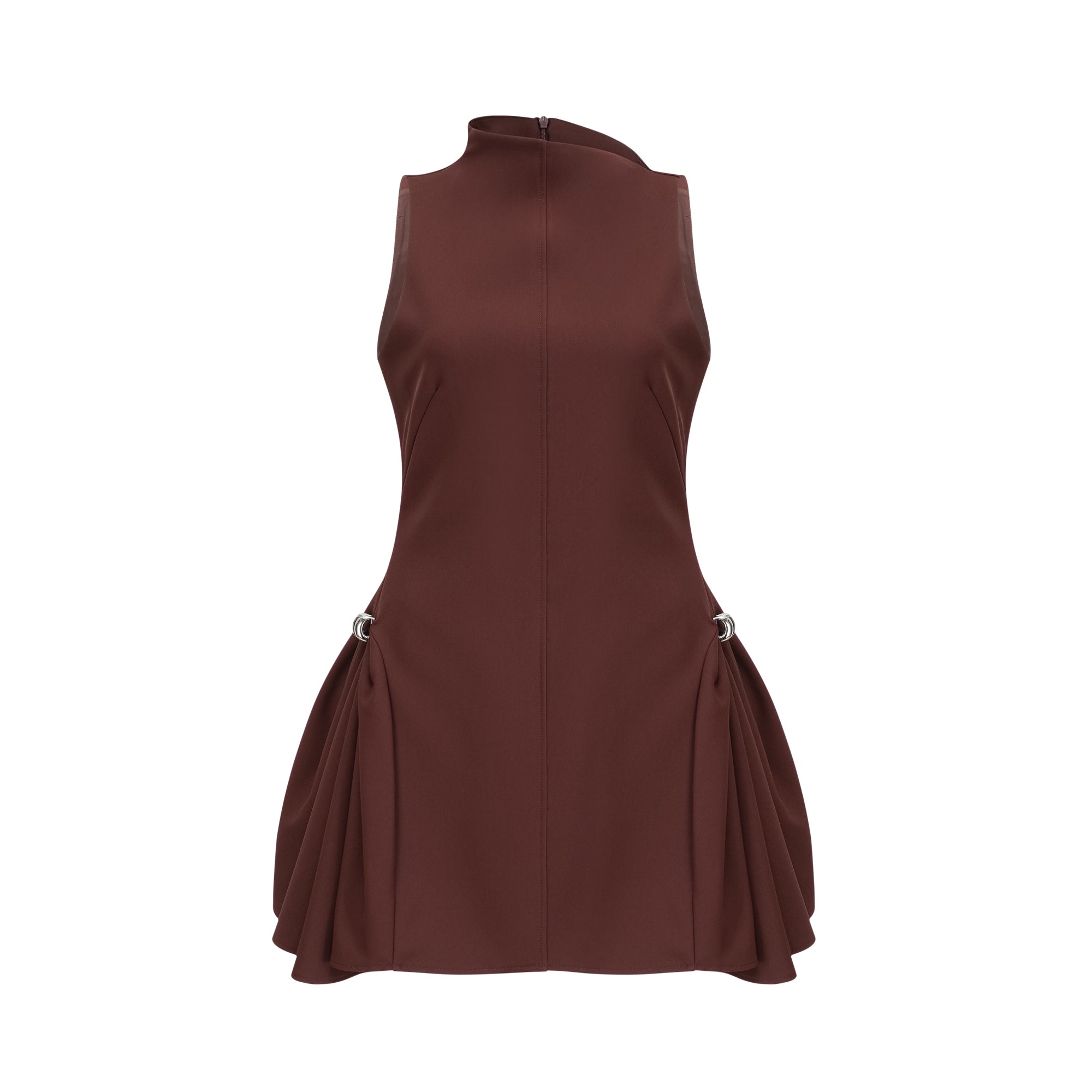Jenifier brown asymmetrical-neck puff mini dress