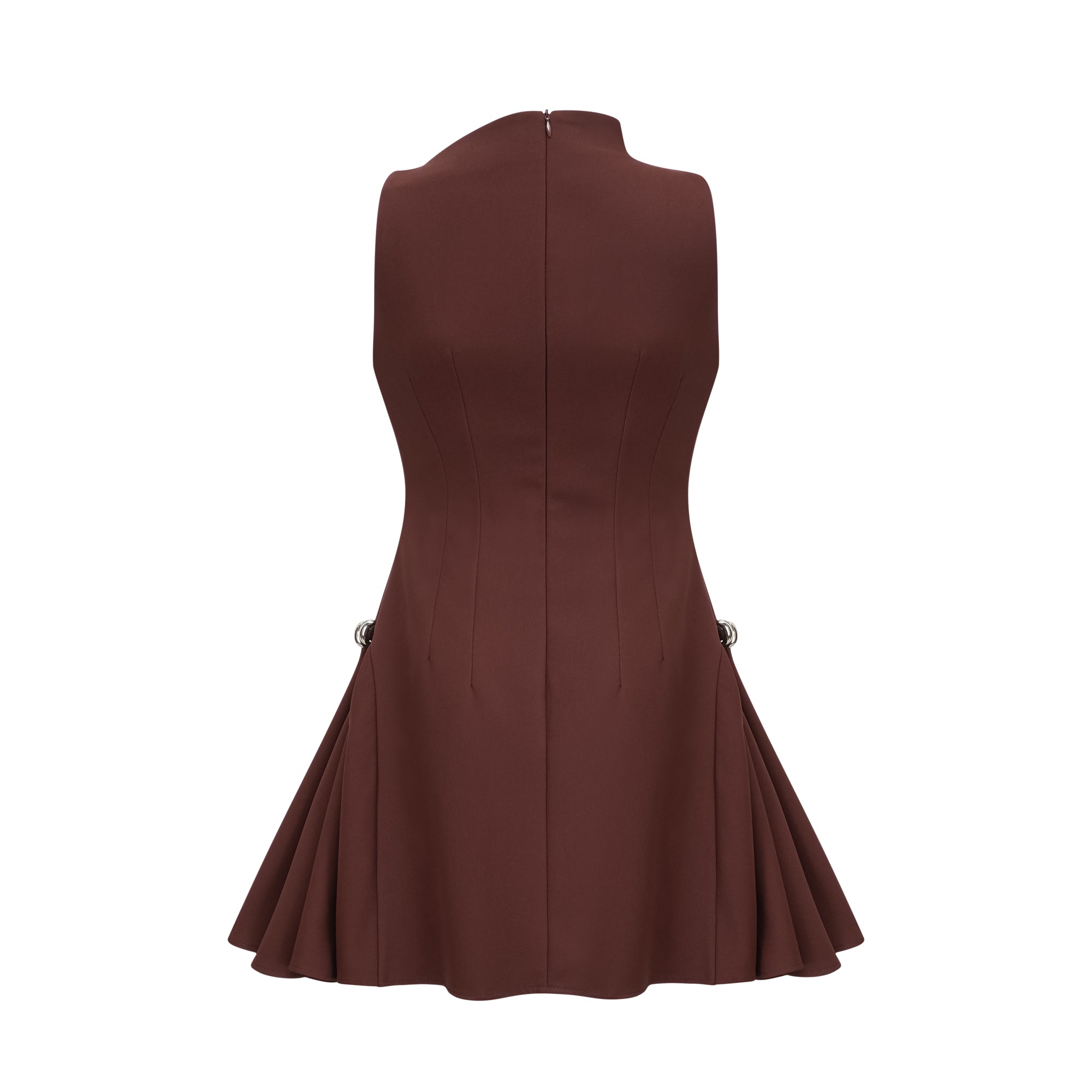 Jenifier brown asymmetrical-neck puff mini dress
