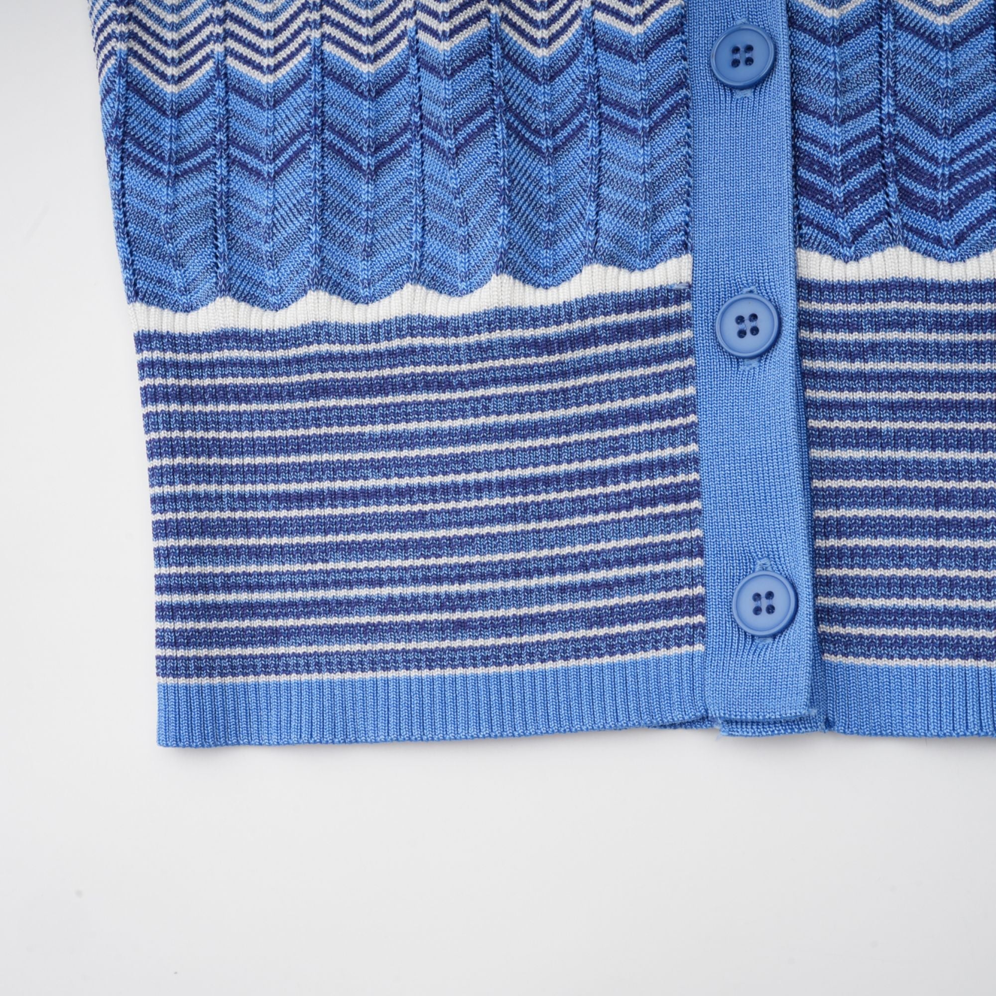 Daniela blue zigzag-design knit top & skirt matching set