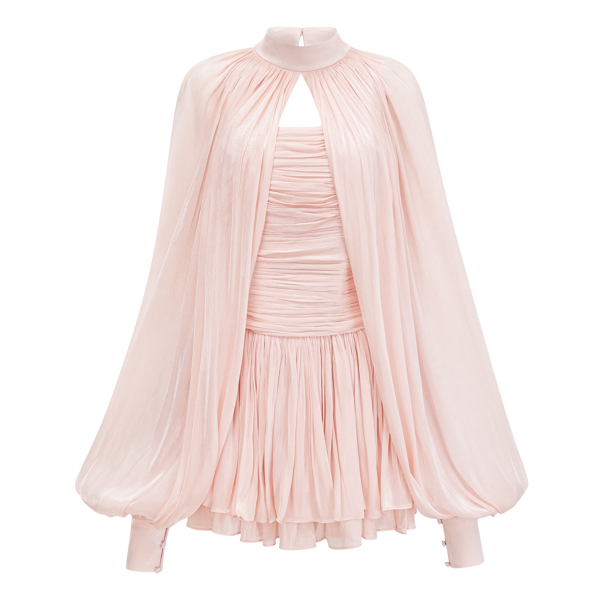 Bernice Pink Glossy Cape & Dress Set