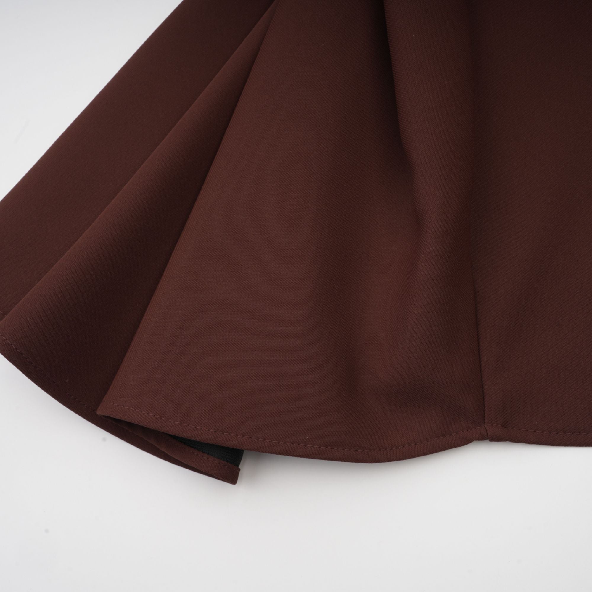Dora brown asymmetrical-neck puff mini dress